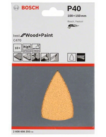 Feuilles Abrasives Delta C470 100x150 Grain 40 Bois Et Peinture | 2608608Z93 - Bosch | IFD Outillage 4 Feuilles Abrasives Delta C470 100x150 Grain 40 Bois Et Peinture | 2608608Z93 - Bosch | IFD Outillage – Image 2